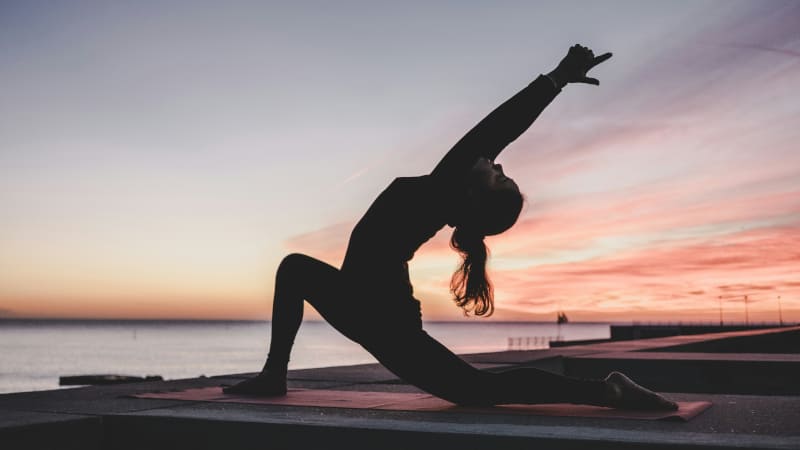 Yoga and stretching practice session
