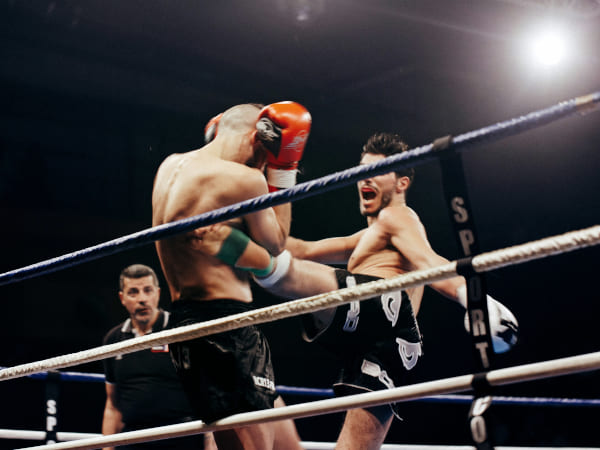 Boxing ring and punching bags